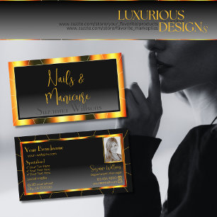 Lässige Orangefarbene Rahmen und Schwarz mit Foto Visitenkarte