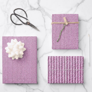 Lässige rosa Kordelstreifenmuster Geschenkpapier Set