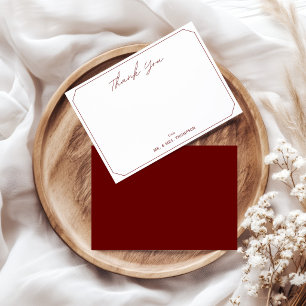 Lässige Schrift Hochzeit Danke bordeauxrot Mitteilungskarte