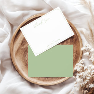 Lässige Schrift Hochzeit Danke Sage Grün Rand Mitteilungskarte
