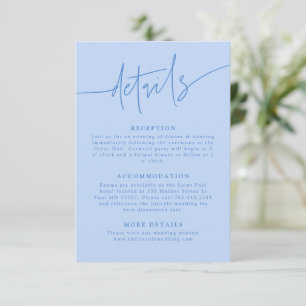 Lässige Schrift Icy Blue Hochzeitsdetails Begleitkarte