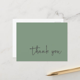 Lässige Schrift-Typografie Salbeigrün Danke Postkarte
