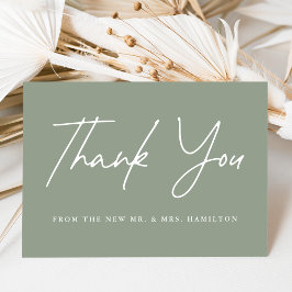Lässige Script-Sage Grüne Hochzeit Dankeskarte