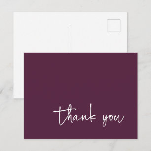 Lässige Script Typografy Plum Vielen Dank Postkarte
