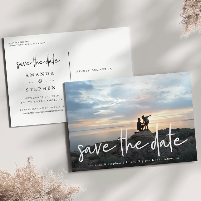 Lässige Skizze | Foto Save the Date Ankündigungspostkarte (Von Creator hochgeladen)