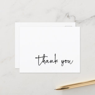 Lässige Skript-Typografie Schwarz-Weiß-Dankeschön Postkarte