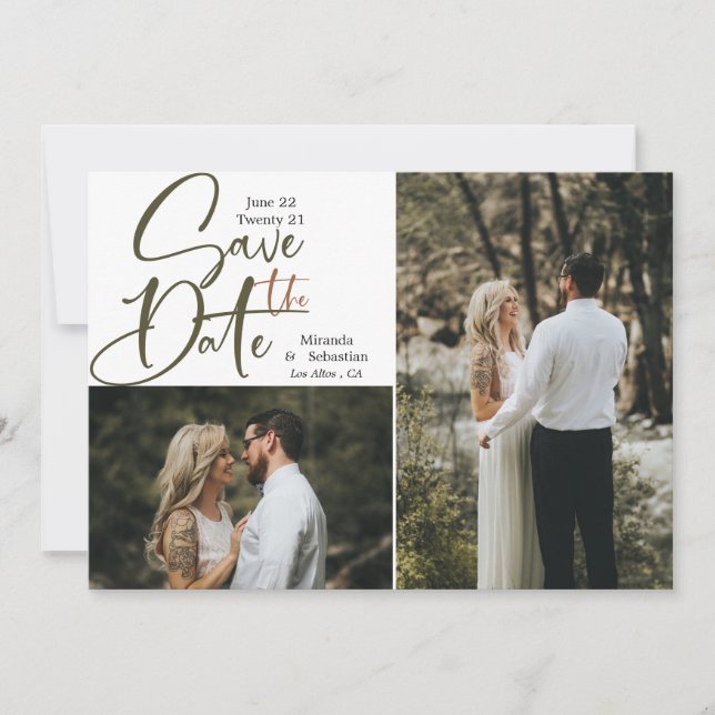 Lässige Typografie Erdtones 2 Foto Save The Date (Vorderseite)