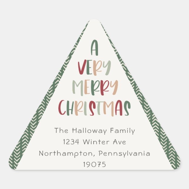 Lässige Umschlag Aufkleber des grünen Weihnachtsdr (Vorderseite)
