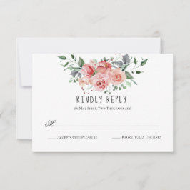 Lässige und einfache rosafarbene Blumenkuchen RSVP Karte