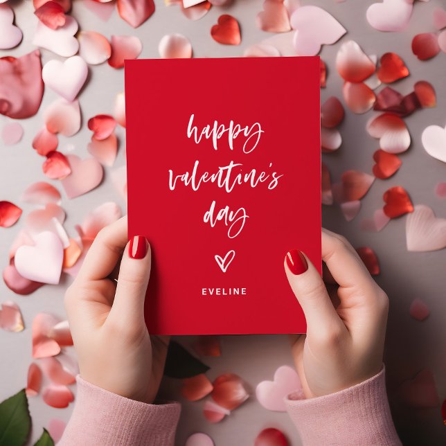 Lässige und rote Schrift und Herzvalentine Magneteinladung (An elegant magnetic card for all your Valentines, with trendy casual script)