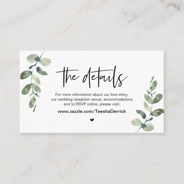 Lässige Vegetation, Schwarzer Schriftart, unsere H Begleitkarte (Vorderseite)