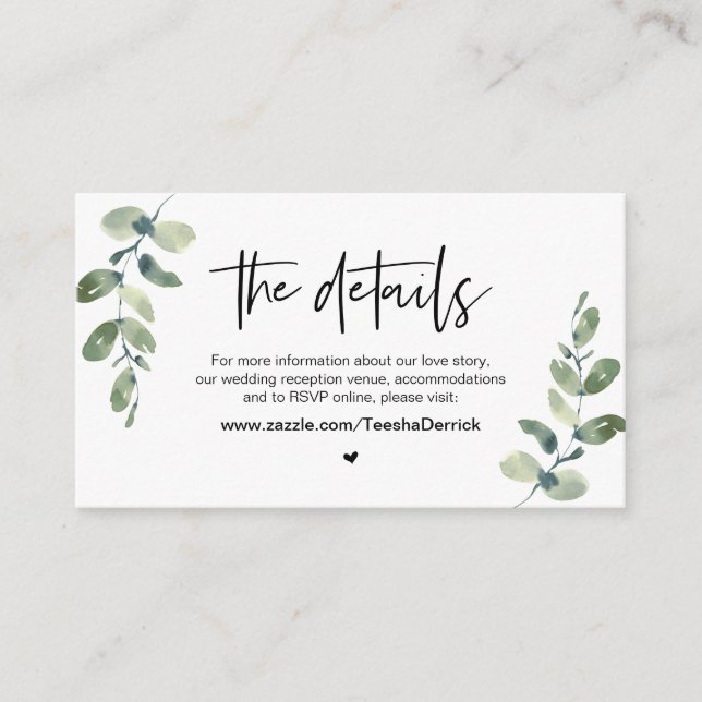 Lässige Vegetation, Schwarzer Schriftart, unsere H Begleitkarte (Vorderseite)