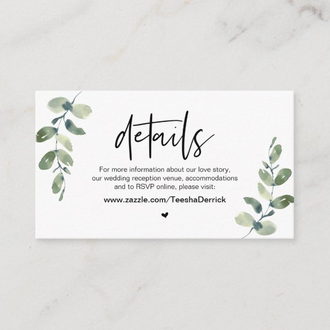 Lässige Vegetation, Schwarzer Schriftart, unsere H Begleitkarte (Vorderseite)