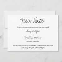 lässige vertagte Hochzeitsankündigung "Neues Datum