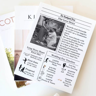 Lässige Zeitung Hochzeit speichern das Datum Einladung