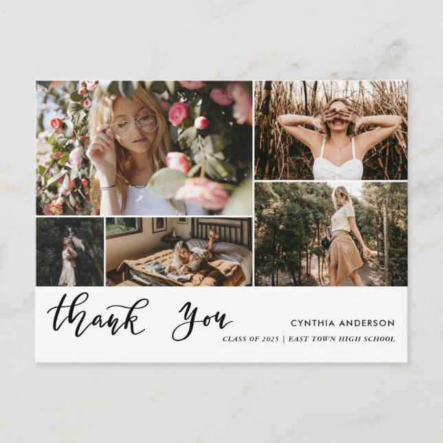 Lässiger Abschluss Vielen Dank, Script Foto Collag Postkarte (Vorderseite)
