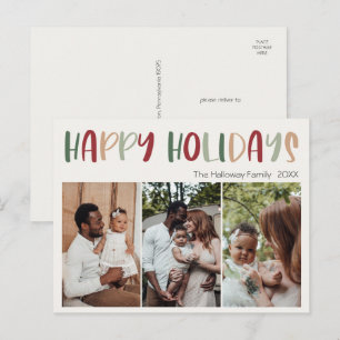 Lässiger Fröhlicher Urlaub Drei Fotos Feiertagspostkarte