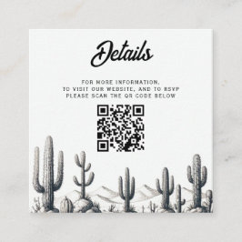 Lässiger Kaktus-QR-Code für Hochzeiten Begleitkarte