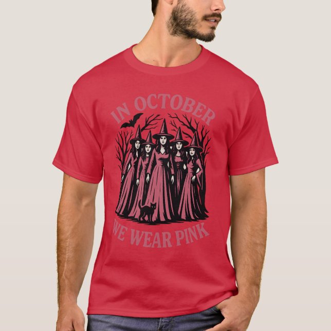 Lässiger Oktober für Frauen Wir tragen rosa Rotzun T-Shirt (Vorderseite)