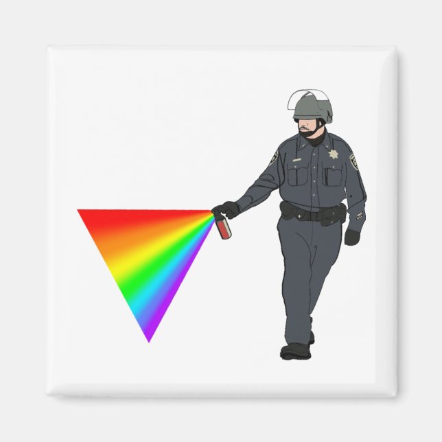 Lässiger Pepper-Spray Polizist Regenbogen mit Farb Magnet (Vorne)