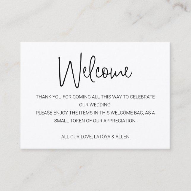 Lässiger rustikaler Begrüßungskorb Platzkarte (Vorderseite)