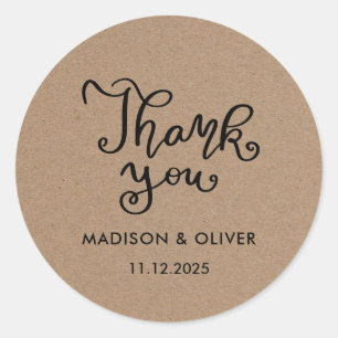 Lässiges Chic-Skript Vielen Dank für Ihre rustikal Runder Aufkleber