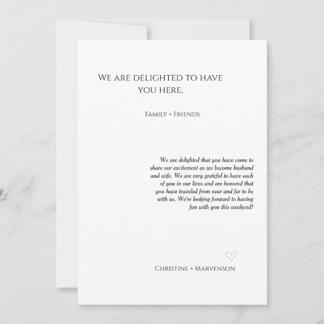 Lässiges Drehbuch Hochzeitsempfang & Wochenende Ankündigung (Vorderseite)