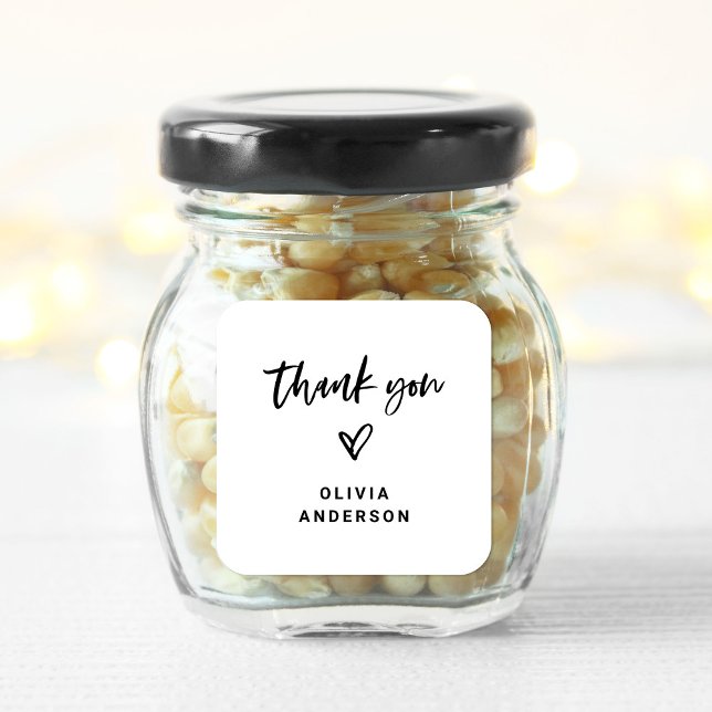 Lässiges Drehbuch und Herz | Branding Vielen Dank Quadratischer Aufkleber (Von Creator hochgeladen)