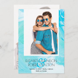 Lässiges Foto Hochzeit Türkis Save the Date