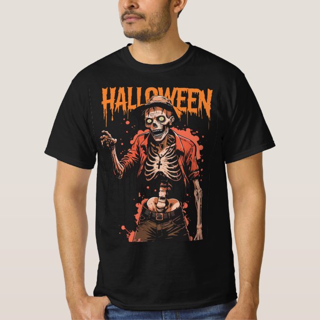 Lässiges Halloween Skeleton Rosary T-Shirt (Vorderseite)