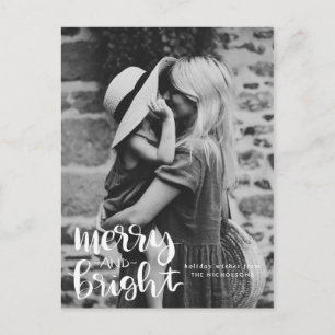 Lässiges handgeschriebenes Merry-and-Bright-Script Postkarte