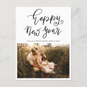 Lässiges Happy New Year Handgeschriebenes Holiday Feiertagspostkarte