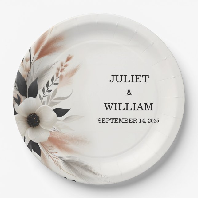 Lässiges Herz Nichts Extravagant nur Liebe Hochzei Pappteller (Vorderseite)