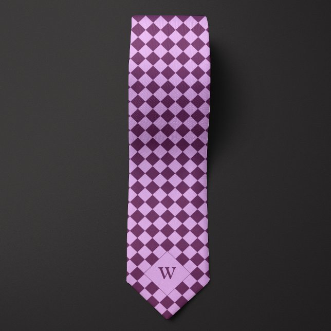 Lässiges Lila geprüftes Monogramm Krawatte (Von Creator hochgeladen)