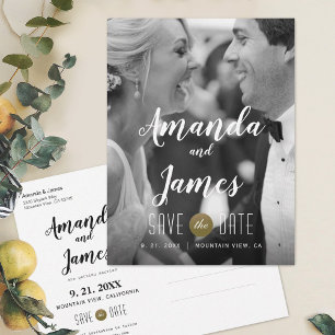 Lässiges modernes Foto Hochzeit retten Datum Ankündigungspostkarte