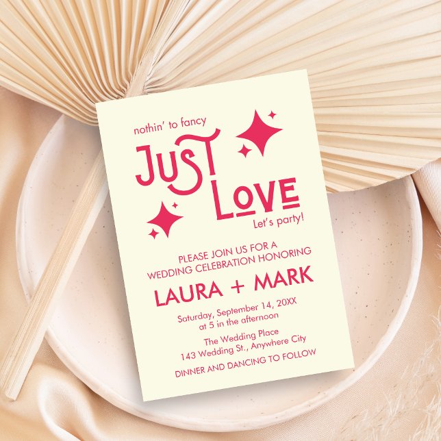 Lässiges Modernes Nichts Extravagant nur Liebe Hoc Einladung (Casual Modern Just Love Wedding Invitation)