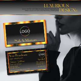 Lässiges Orange Frame Schwarz Logo hinzufügen Luxu Visitenkarte