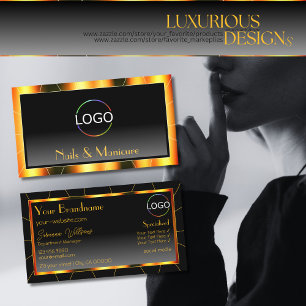 Lässiges Orange Frame Schwarz Logo hinzufügen Luxu Visitenkarte