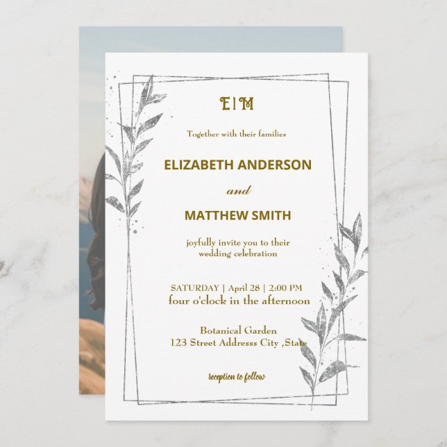 lässiges Overlay Foto romantische Hochzeit Einladung (Vorne/Hinten)