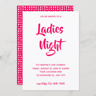 Lässiges Pink Ladys Night Brautparty Einladung