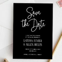 Lässiges Schwarz-weißes Schreiben Save the Date Ho