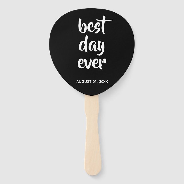 Lässiges Schwarzes Skript | Typografie Wedding Fan Fächer (Vorderseite)