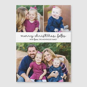 Lässiges Script 3 Foto Magnetische Weihnachtsfeier Magnetkarte