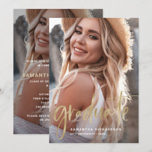 Lässiges Script-Gold Partei für zwei Fotos Einladung