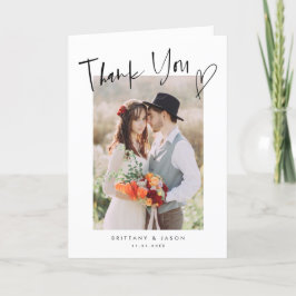 Lässiges Script Heart Minimalistisch Wedding Foto Dankeskarte
