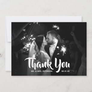 Lässiges Script-Hochzeitsszenario-Foto Dankeskarte