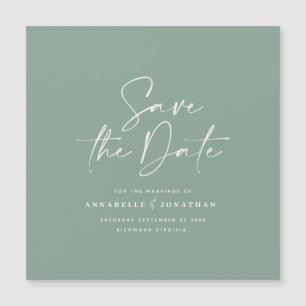 Lässiges Skript bei grün Typografie Hochzeit geret Magnetkarte