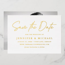 Lässiges Skript-Foto Hochzeit speichern Sie das Da Folieneinladung