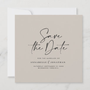 Lässiges Skript graue moderne Minimalhochzeit Save The Date