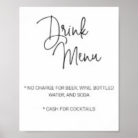 Lässiges Skript - limitierte Bar Drink-Menü Hochze
